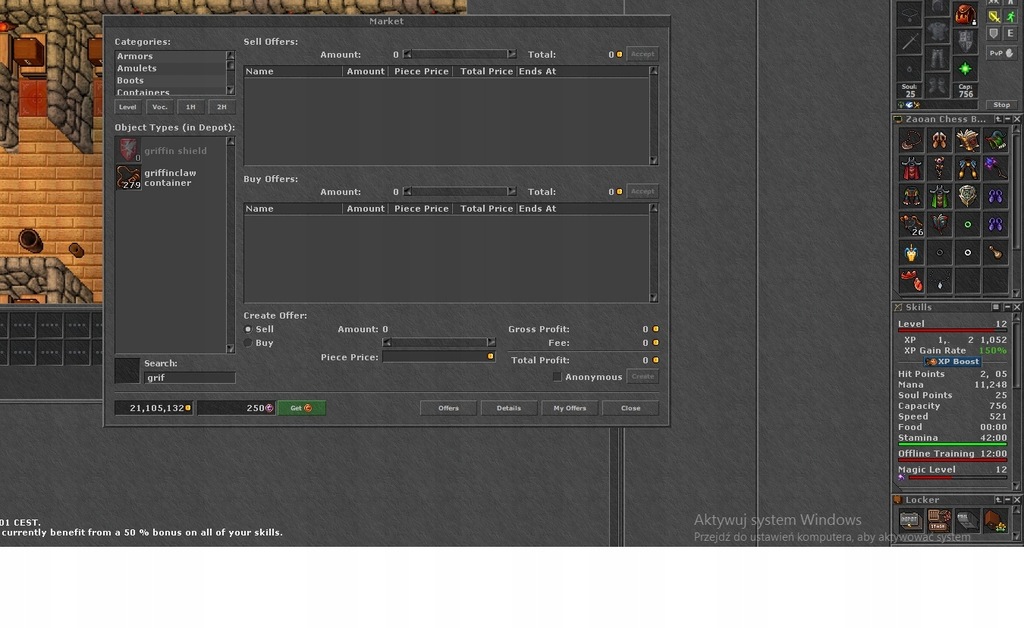Tibia 400+ ED Full EQ + 22kk w kasie + 100kk item