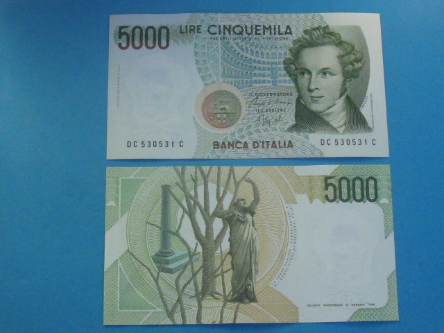Włochy Banknot 5000 Lire 1992 P-111b stan UNC