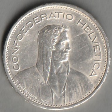 Szwajcaria / 5 franków / 1933 / srebro