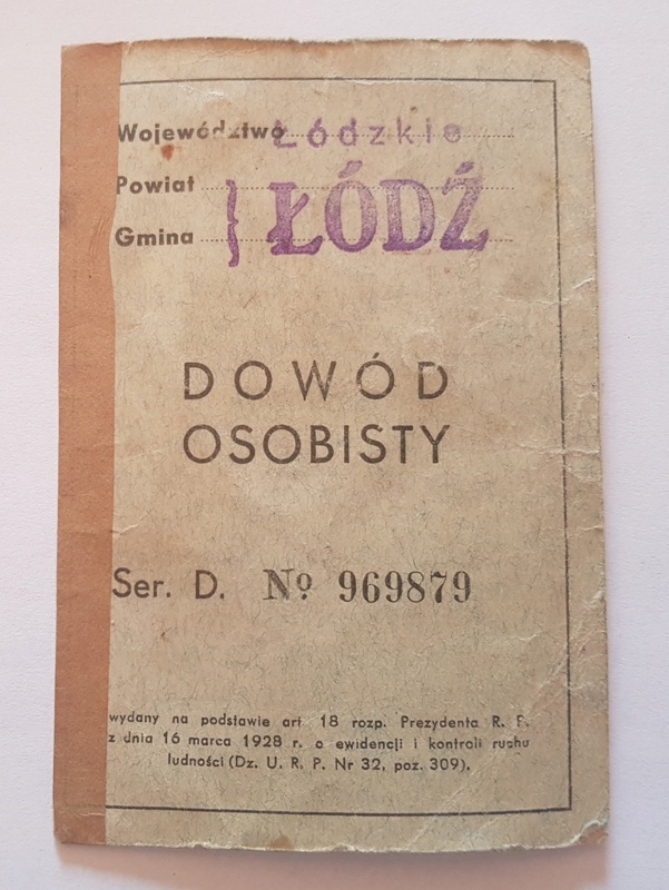 Stary Dowód Osobisty Łódź 1938