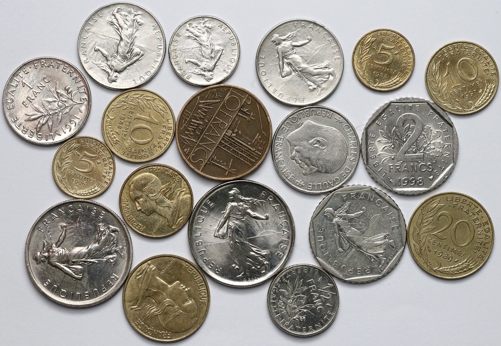 2805. Francja od 5 centimes do 10 franków (18szt)