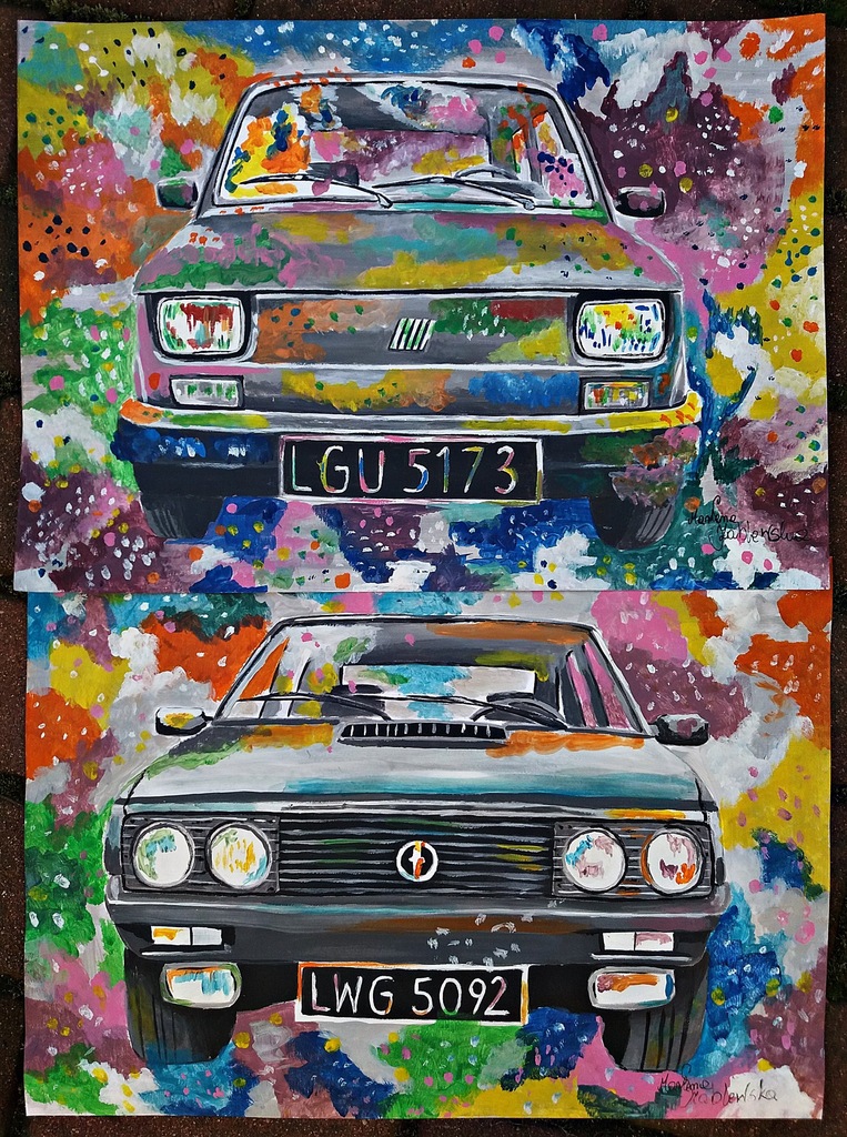 Obraz pop art Fiat 126p Polonez Prezent Rysunek