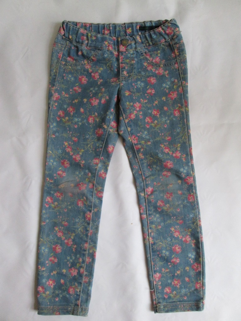 BENETTON spodnie legginsy skinny kwiaty 6-7 lat