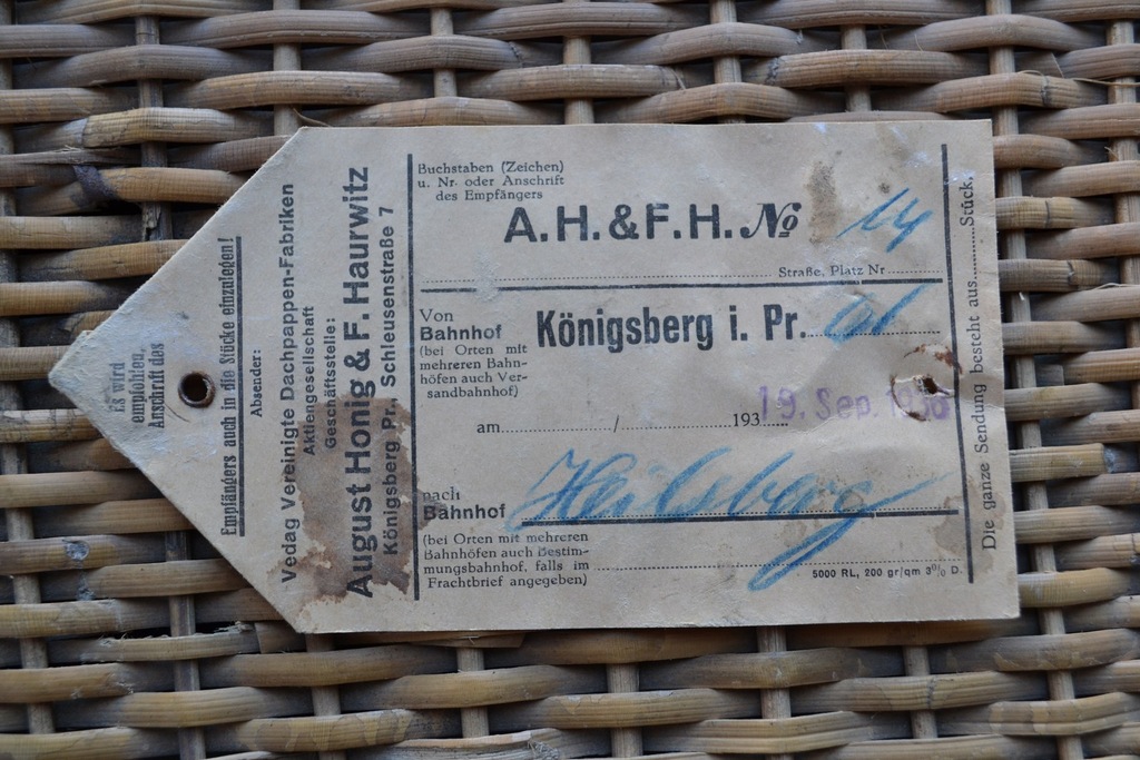 Bilet Konigsberg - Heilsberg Ostpreussen