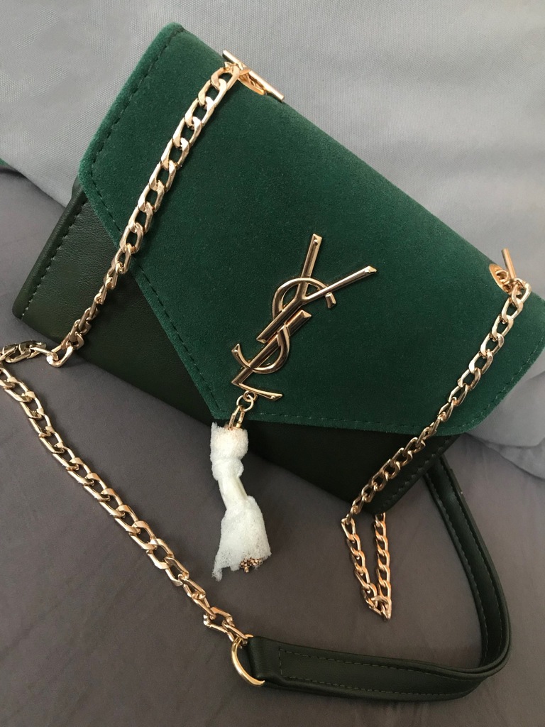 Piękna zielona torebka logo YSL NOWA
