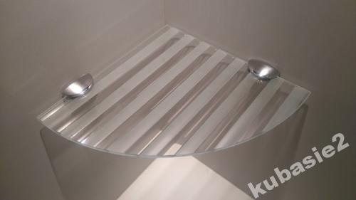 Półka szklana - flutes mat -narożna,uchwyty- 20x20