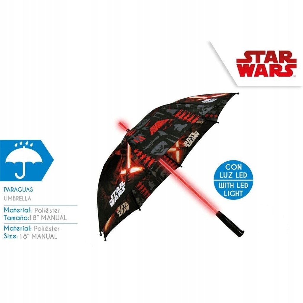 Parasol manualny świecący LED Star Wars