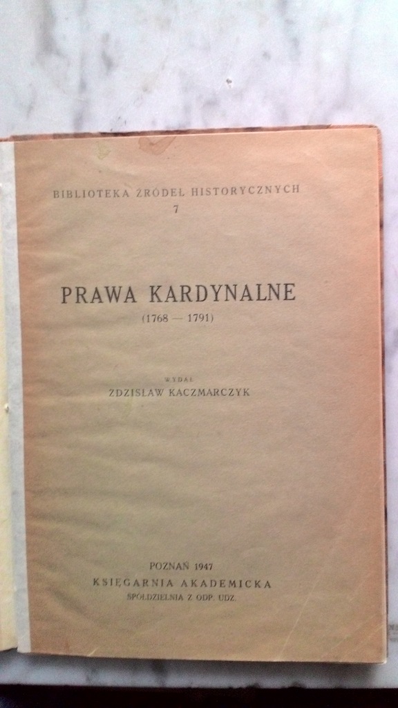 Prawa Kardynalne 1768-1791 Zdzisław Kaczmarczyk