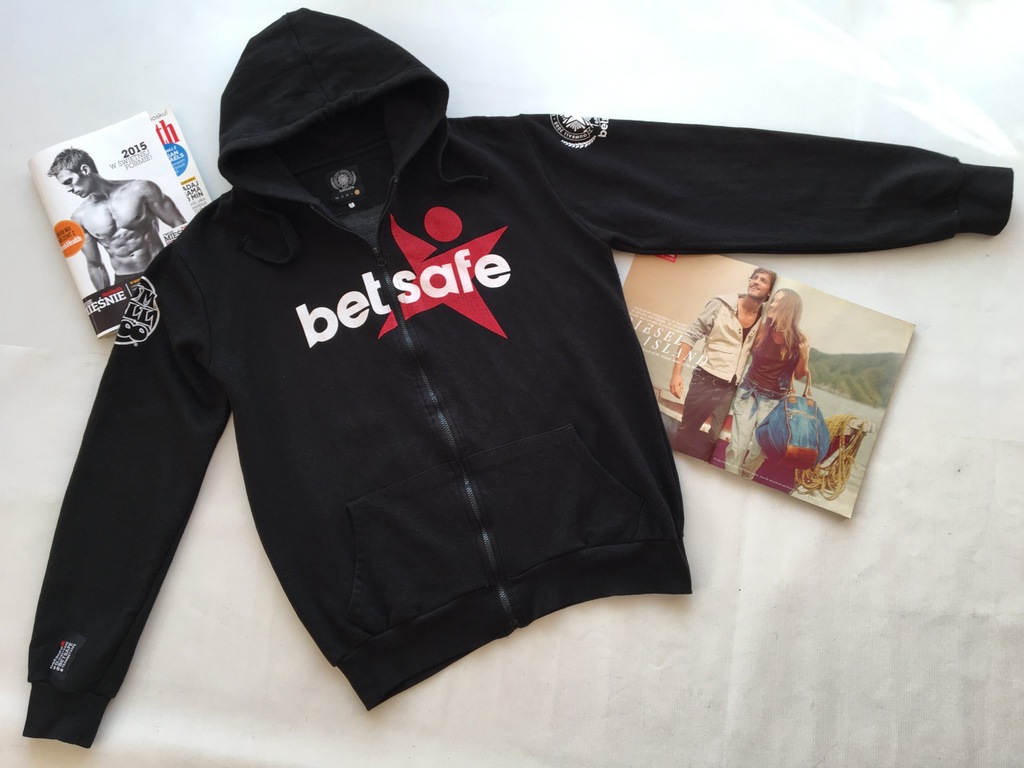 BETSAFE** CZARNA BLUZA KAPTUR LOGO XL