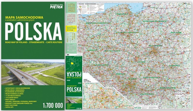 POLSKA mapa SKŁADANA z podziałem ADMINISTRACYJNYM