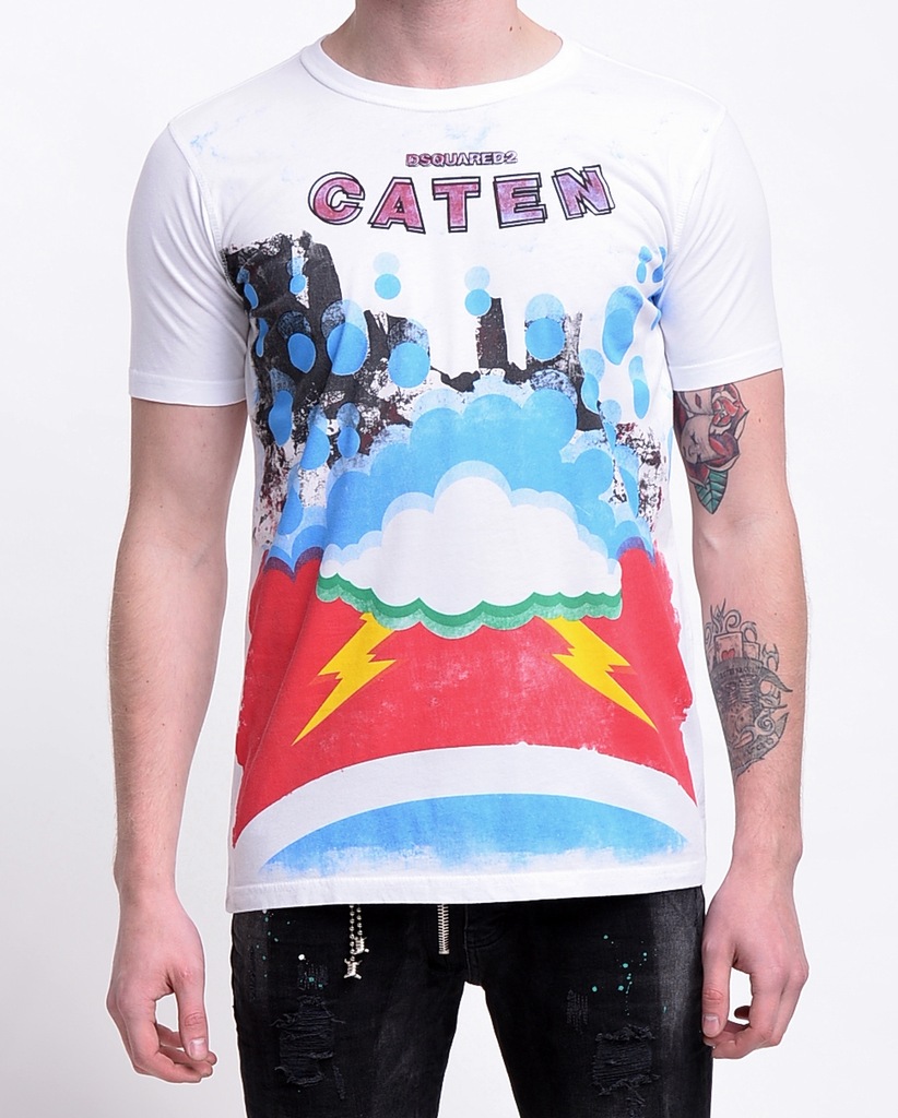 Koszulka T-Shirt Dsquared Caten Kolorowa Slim S