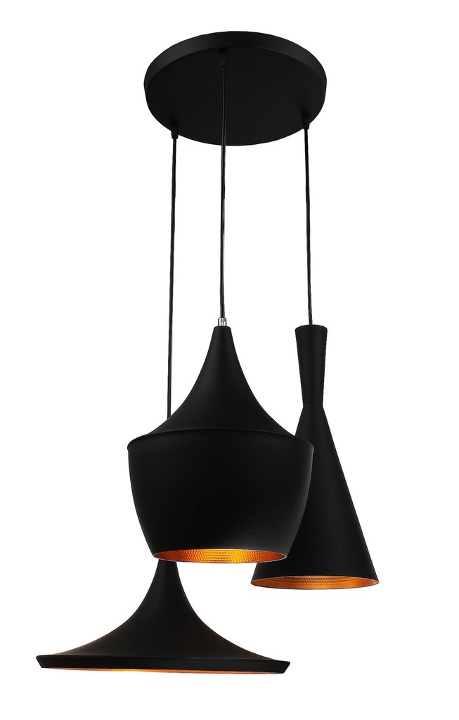 lampa wisząca żyrandol 3-el czarna metalowa salonu