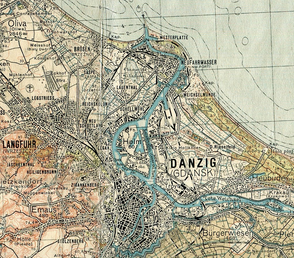 GDAŃSK / SOPOT :: mapa wojskowa WIG : 1938 rok
