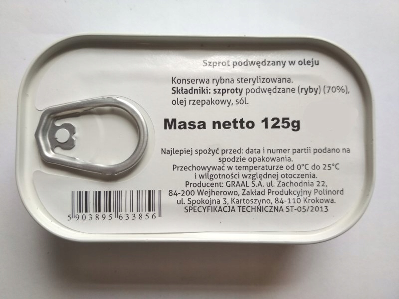 RACJA ŻYWNOŚCIOWA SZPROT PODWĘDZANY W OLEJU + DŻEM