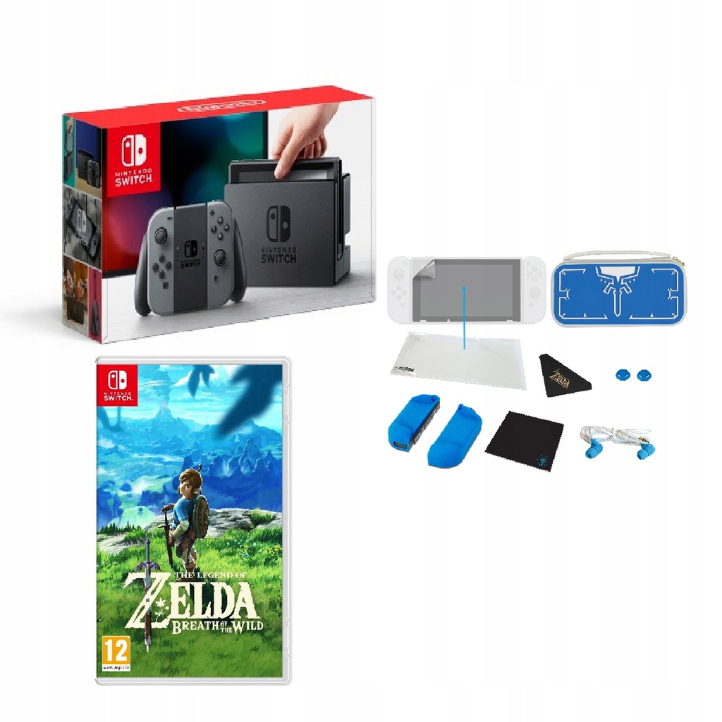 Nintendo Switch + Zelda BOTW + Etui/Case Zestaw