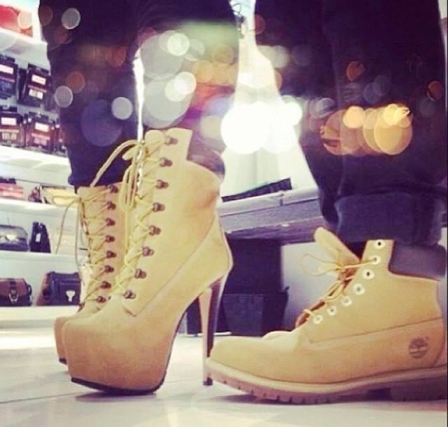 Buty ala timberland na platformie i obcasie camel
