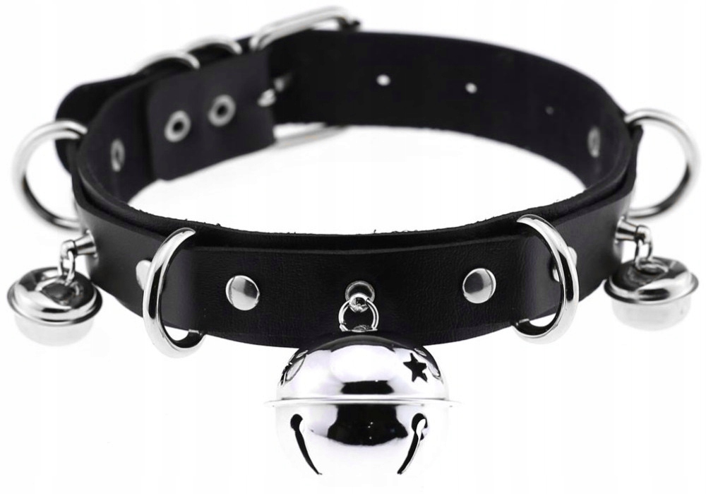 Obroża choker BDSM fetysz z dzwoneczkiem skóra