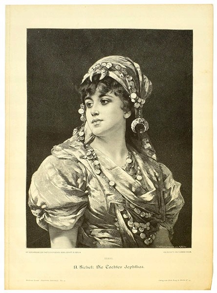 1892r. N.Sichel 'Córka Jeftego' drzeworyt 41x29 cm