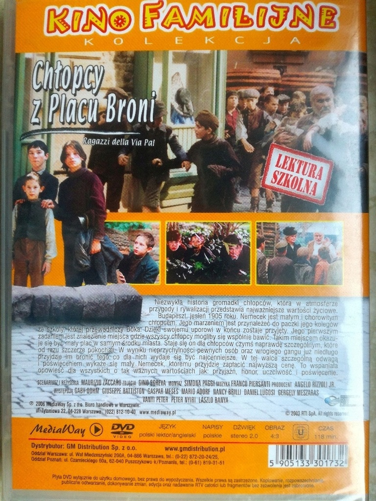 Chłopcy Z Placu Broni Film Cda Chłopcy z Placu Broni Lektura Kino Familijne DVD W - 7717836724