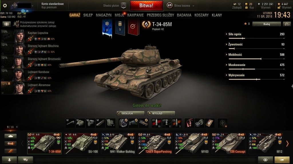 Konto WoT World of Tanks masa czołgów premium 8-9