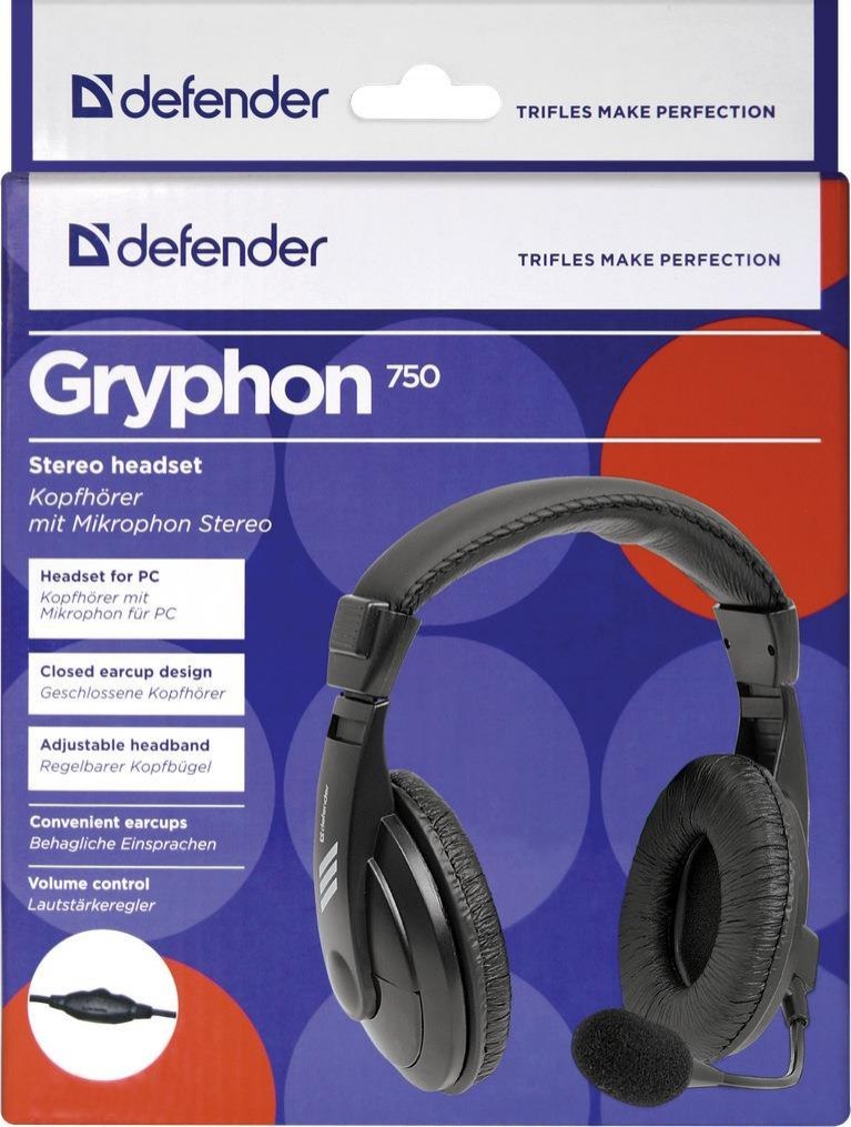 Słuchawki z mikrofonem Defender GRYPHON 750 czarne