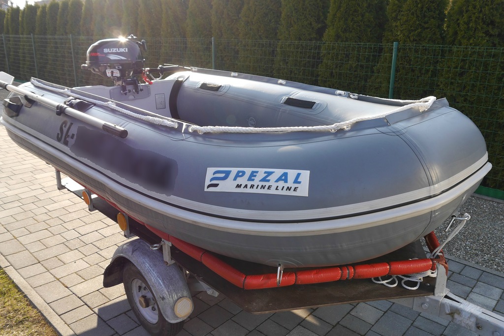 ZESTAW Łódź pontonowa (ponton) + przyczepa + motor