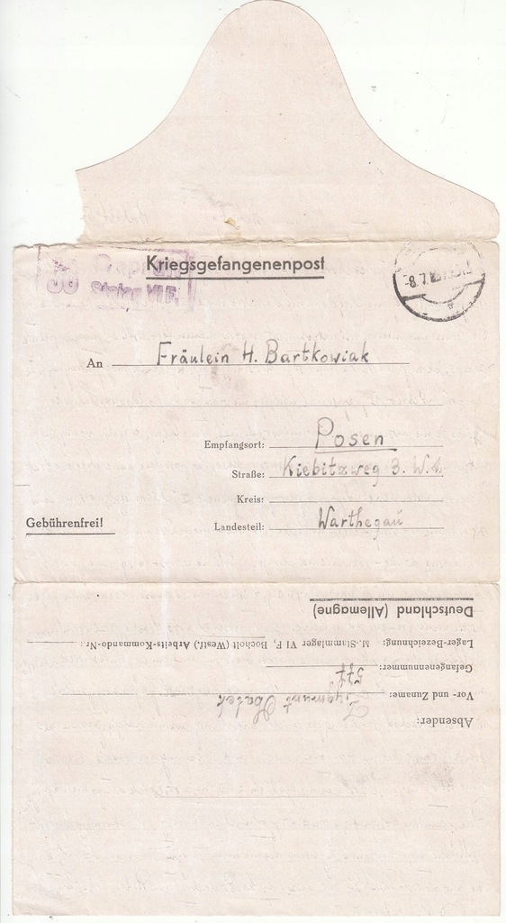 Stalag VIF Bocholt listownik 1943 (384)