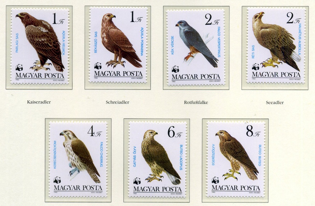 WĘGRY 1983 r. - WWF.  PTAKI - SOKÓŁ, ORZEŁ **