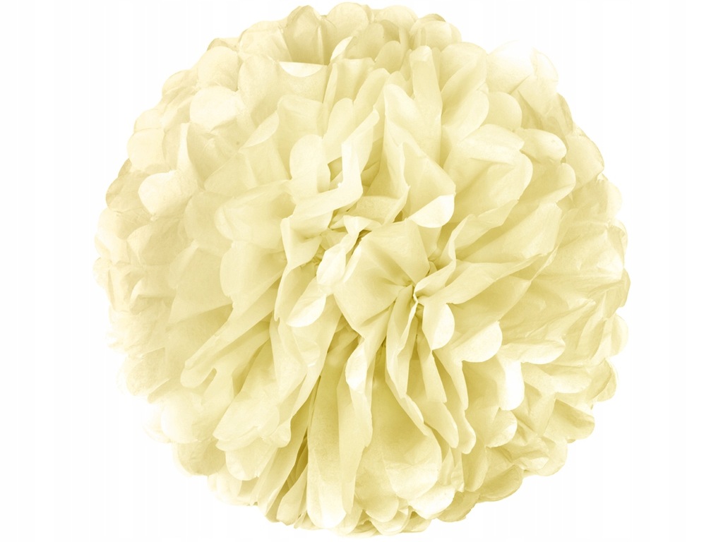 Pompon z Bibuły Krem 25cm Papierowy Kwiat Ślubny