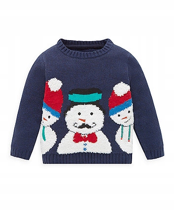 Mothercare sweterek zimowy świąteczny bałwanki 92