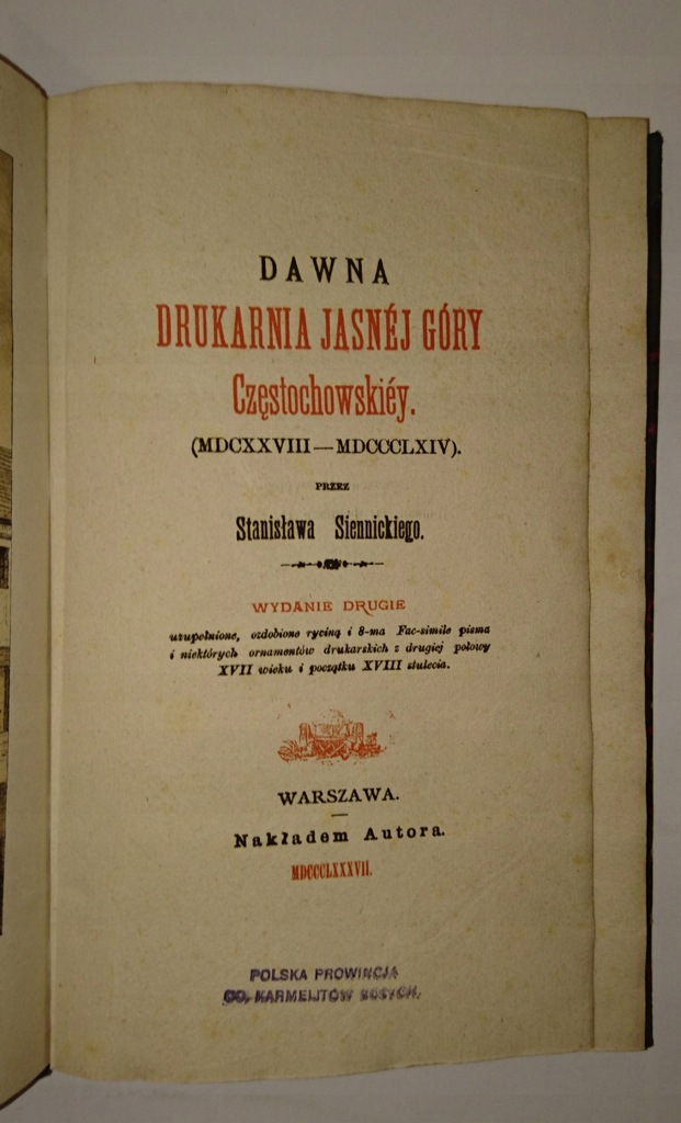 SIENNICKI DAWNA DRUKARNIA JASNEJ GÓRY BIBLIOGRAFIA