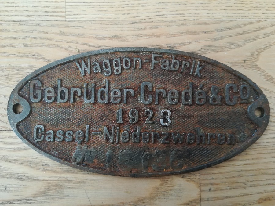 Tabliczka z wagonu Gebruder Crede 1923