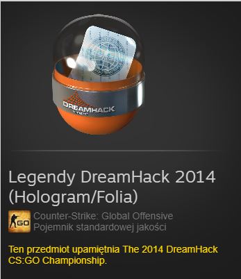 CS GO Legendy DreamHack 2014  KAPSUŁA Z NAKLEJKAMI