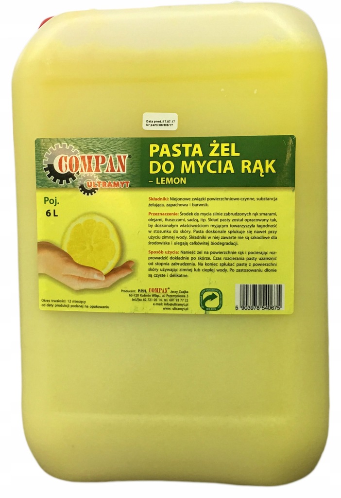 Compan Ultramyt Pasta żel do mycia rąk - Lemon 6l