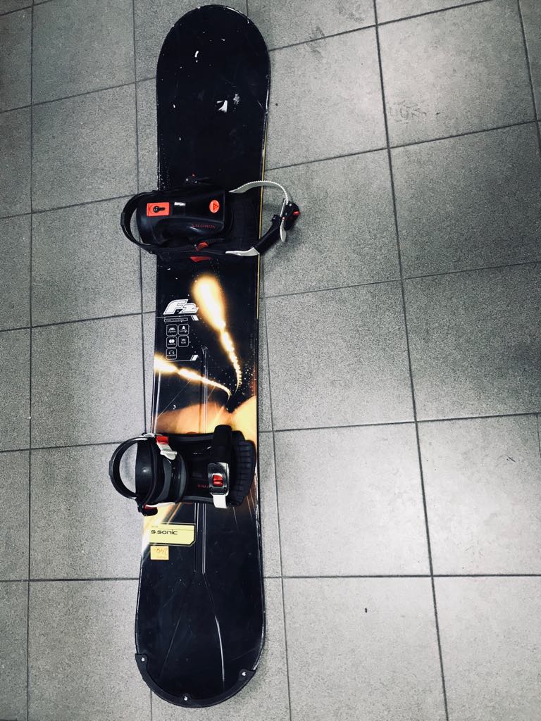 @Super Deska Snowboard F2 + wiązania Salomon 150cm