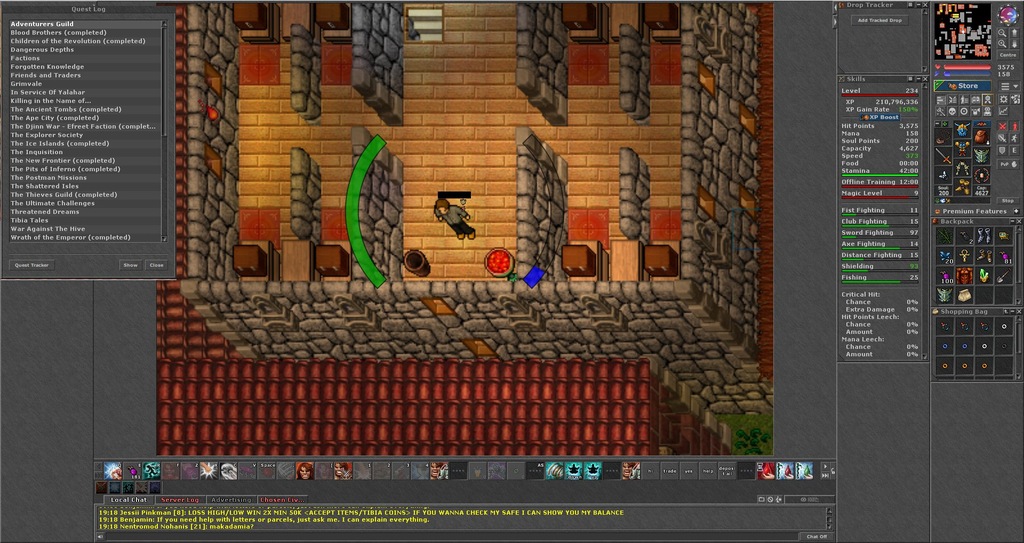 Tibia ELITE KNIGHT, LVL 235, skill +97 BONA