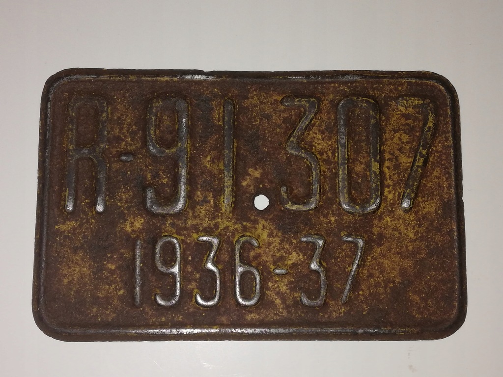 Przedwojenna tablica rejestracyjna lata 1936-1937