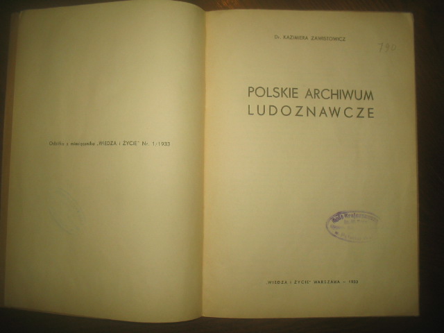 POLSKIE ARCHIWUM LUDOZNAWCZE 1933 Pobiedziska