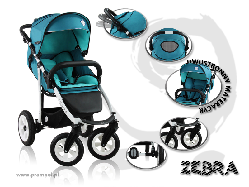 Prampol Zebra POLSKI Wózek spacerowy + folia