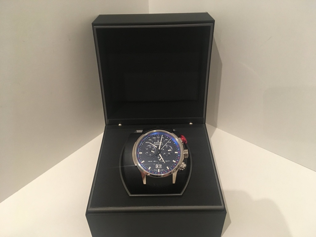 edox men's 38001 tin ain chronorally analog display swiss quartz black watch