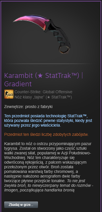 Karambit Fade Factory New StatTrak