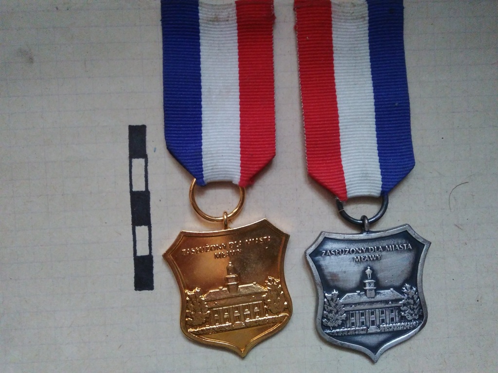 MEDAL ZASŁUŻONY DLA MIASTA MŁAWY 2SZT ZŁOT SREBR