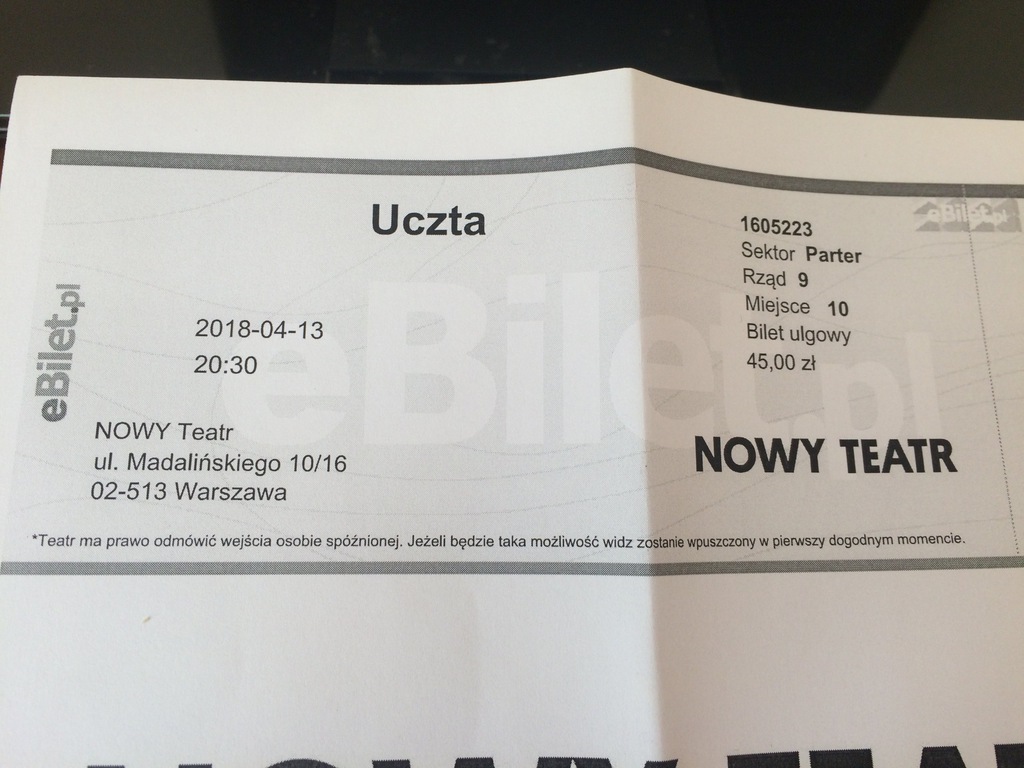 Bilet na spektakl Uczta w Nowym Teatrze, Warszawa