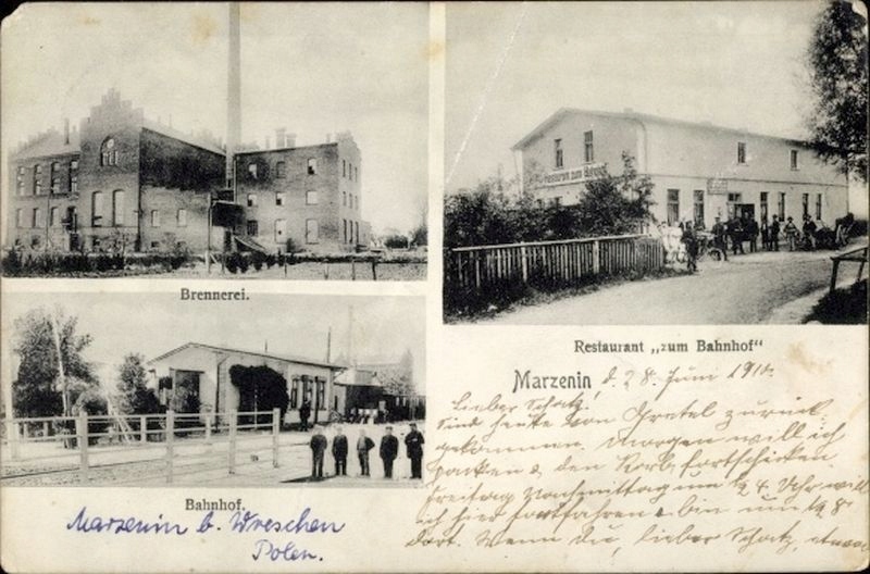 MARZENIN k. Września dworzec gorzelnia 1910