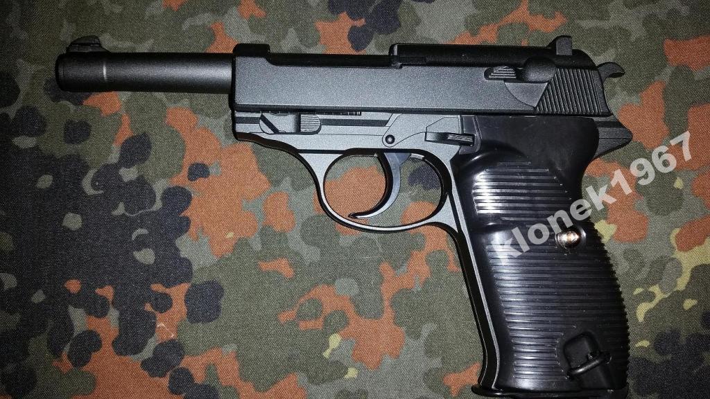 WALTHER P38 BLACK Pistolet ASG HIT!!! Skala1:1