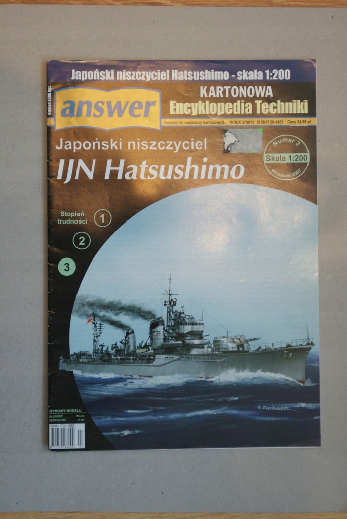 Model japońskiego niszczyciela IJN Hatsushimo
