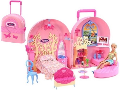 LUKSUSOWY DOMEK DLA LALEK BARBIE W WALIZCE 1121
