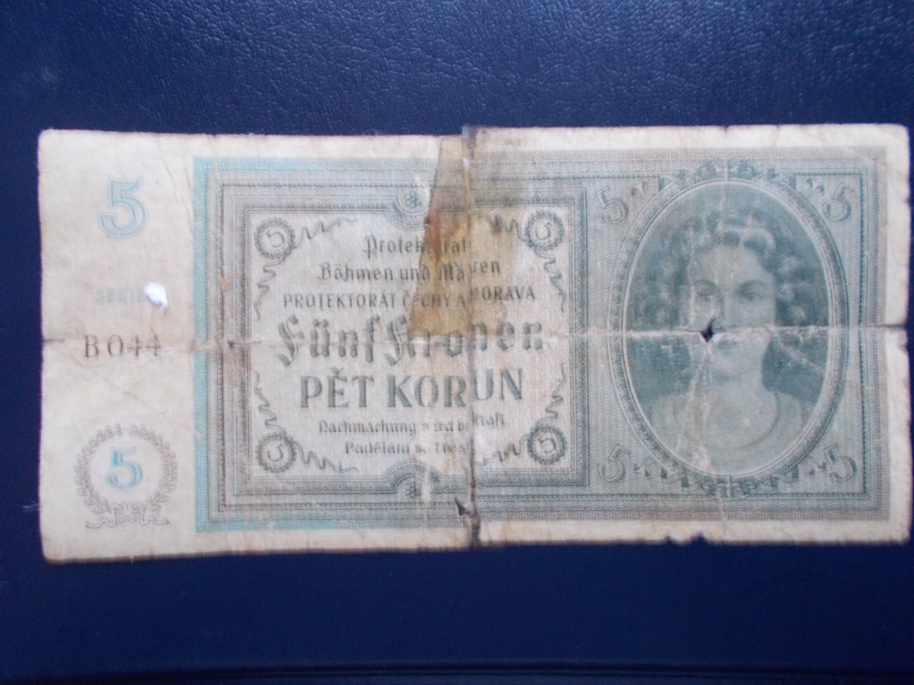 Banknot-Czech i Moraw. 5 koron (1940) -HIT-RZADKI!