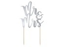 Topper na tort Mr&Mrs, 25,5cm srebrny