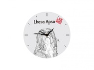 Lhasa Apso stojace hodiny s grafikou, z MDF dosky